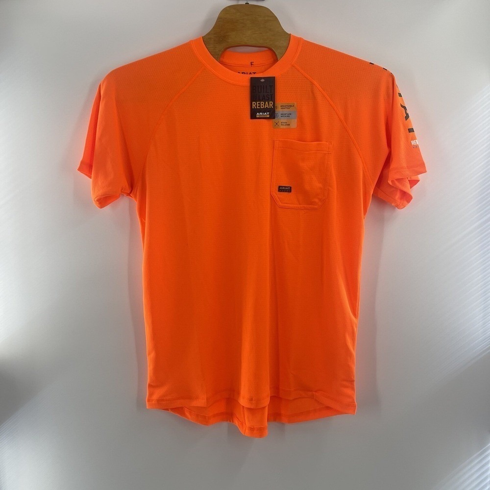 Ariat®‎ Men's Rebar Heat Fighter SS Neon Orange T-Shirt NWT
